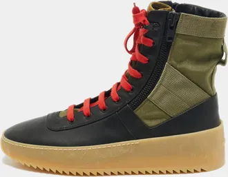 Fear of God Green/black Leather And Canvas Jungle High Top Sneakers