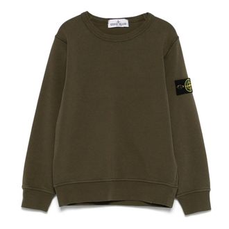 Stone Island Green Crewneck Sweatshirt with Badge - male - Stone Island - Kids Sweatshirts - Green - 8 Y - Kids