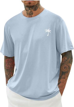 Generic Mens Summer T Shirts Sale Drop Shoulder Short Sleeve Tees Print Loose Casual Tee Top Quick Dry Lightweight T-Shirts Muscle Fit Shirts T Shirts UK Goin