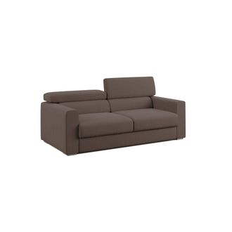 Divani.Store Dylan Sof&aacute; Con Pouf Extra&iacute;ble En Tejido Efecto Algod&oacute;n Impermeable 188 Cm Marr&oacute;n
