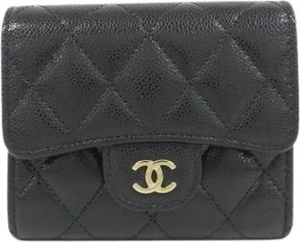 Chanel Pre-owned Tri-fold Portemonnee - Dames - Vintage Accessoires - Zwart - ONE Size - Leer - Vintage