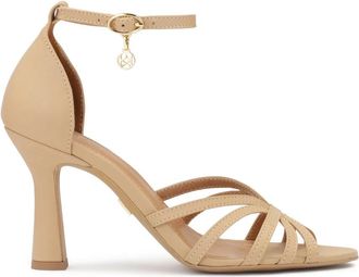 Kazar Leren sandalen met een comfortabele hak - Dames - Sandalen met hakken - Beige - 37 EU - Leer - Schoenen