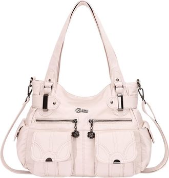 Generic European Style Large Capacity PU Leather Shoulder Bag for Women Fashionable Foreign Trade Export Tote Handbag (Beige, One Size)