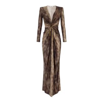 Elisabetta Franchi Gowns, female, Brown, Size: S Red Carpet Long Dress