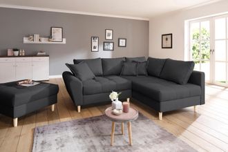 HOME AFFAIRE Ecksofa »Rice L-Form, B: 223 cm« Set: Sofa & Hocker, mit 3 Zierkissen, Federkern