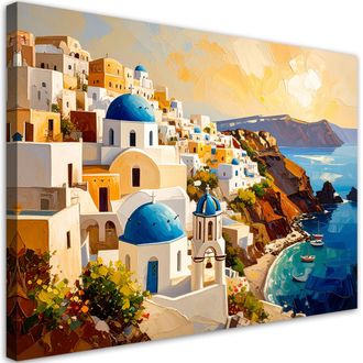 Artgeist Artgeist - Quadro Su Tela, Santorini Grecia Paesaggio Dipinto - 100x70