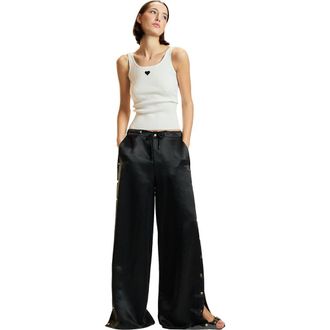 Cynthia Rowley Wide Leg Snap Pants in Black at Nordstrom, Size X-Small