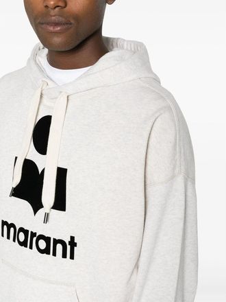 Isabel Marant Logo-Print Cotton-Blend Hoodie - Gray