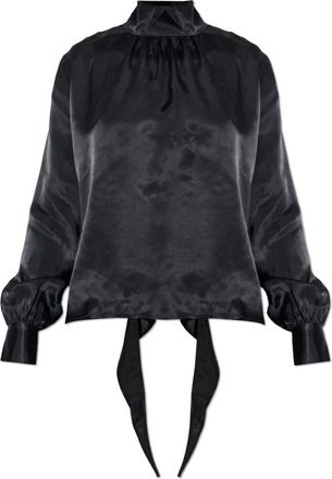 VETEMENTS Satijnen Top met Open Rug - Dames - Blouses - Zwart - M - Satijn - Overhemden