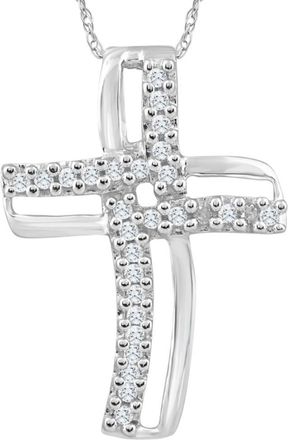 Pompeii3 1/4Ct T. W. Diamond Cross 10k White Gold Pendant 18 Chain Necklace
