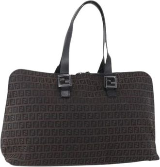 Fendi Pre-owned Tote Bags, female, Brown, Size: ONE SIZE Pre-owned Vintage Canvas Tote Bag