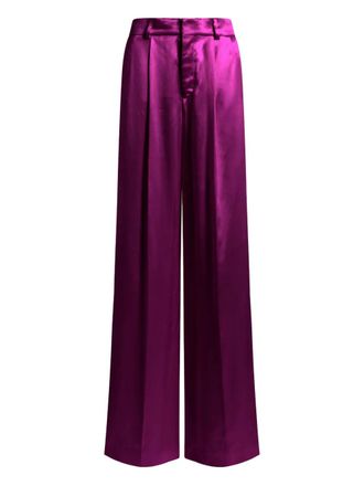Alberta Ferretti Wide-Leg High-Waist Pants with Front Pleats