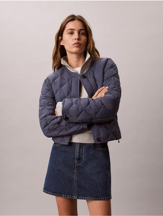 Calvin Klein Womens Quilted Liner Jacket - Blue - XL