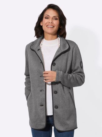 Casual Looks Fleecejacke CASUAL LOOKS, Damen, Gr. 36, grau (grau, meliert), 100% Polyester, Paspelierung:100% Polyester, meliert, Jacken Fleecejacke