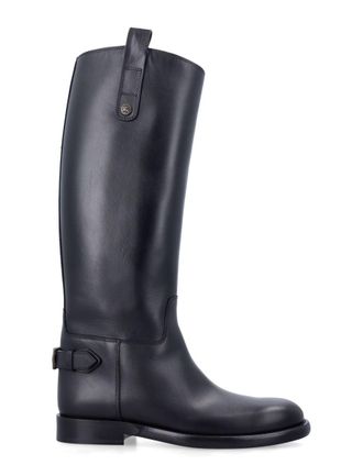 Burberry Leather Cavalier Boots With Buckle Detail
