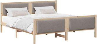 vidaXL Estructura De Cama Con Cabecera Taup&eacute; 200 X 200 Cm Tela Vidaxl