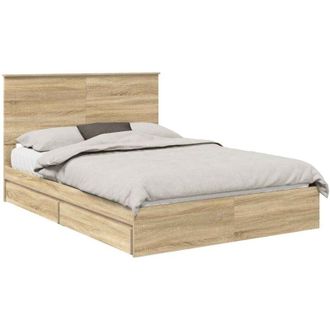 vidaXL Storage Bed with Drawer Sonoma Oak 140 x 190 cm Engineered Wood vidaXL