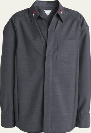 Bottega Veneta Matches-Collar Travel Light Wool Shirt