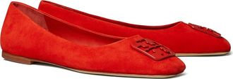 Tory Burch Georgia Square Toe Ballet Flat in Triple Red Suede at Nordstrom, Size 6