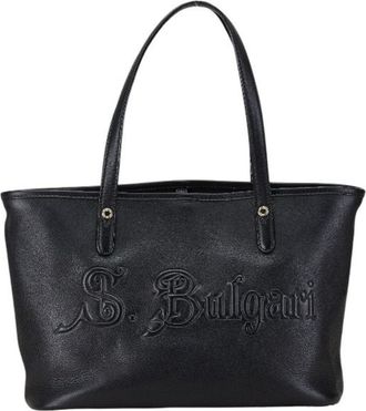 Bulgari Sotirio Bulgari Black Leather Tote Bag (Pre-Owned)