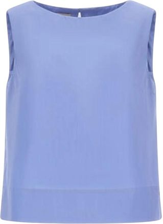 Herno Smart Cotton Popeline Top - Dames - Tops zonder mouwen - Blauw - M - Katoen - Tops