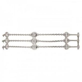 Allurez 3 Strands Bezel-Set Lab Grown Diamond Station Anklet 14K White Gold (1.00ct)