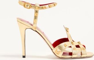 Valentino Garavani Studdy Sandal in Laminated Nappa Leather 100mm Wo