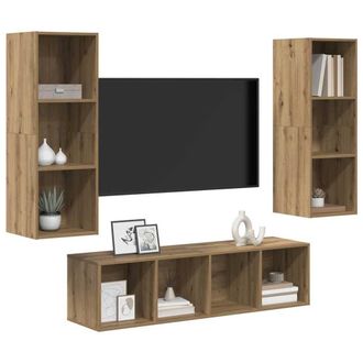 Berkfield Home TV Cabinet Set with Shelf 3 pcs Artisan oak 37 x 37 x 142.5 cm in Brown