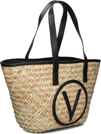 Valentino Tassen, Dames, Beige, ONE Size, Roze Stro Schoudertas voor de Zomer