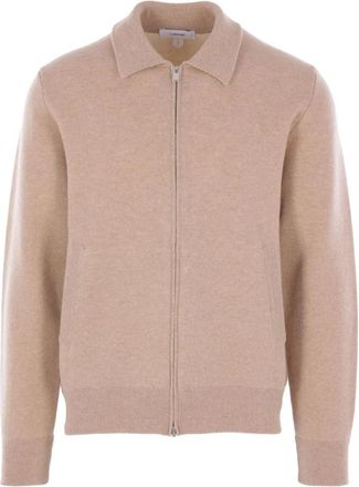 Lardini Bomber Double in Maglia - Heren - Vesten - Beige - 2XL - Leer - Truien & Vesten