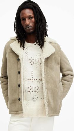 AllSaints Sheep Leather Paulson Relaxed Fit Shearling Coat, Size: XS