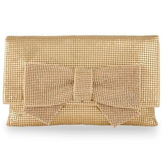 Whiting & Davis Gemma Crystal Bow Clutch in Metallic Gold at Nordstrom