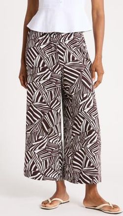 Adrianna Papell Wide Leg Pull-On Pants in Chocolate Patchwork Stripe at Nordstrom Rack, Size X-Small