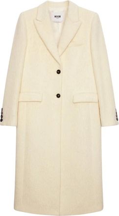 Msgm Single-Breasted Jas - Dames - Mantel - Wit - M - Wol - Jassen