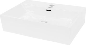 ECD Germany Lavabo rectangular ba&ntilde;o cer&aacute;mica pila lavamanos sobre encimera
