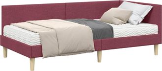 vidaXL Estructura De Cama Esquina Con Colch&oacute;n 2 Uds. Rojo Vino Vidaxl