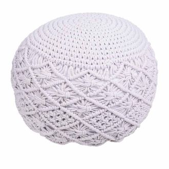 Wanderlust Deco Puff de algod&oacute;n trenzado blanco 45x45x33