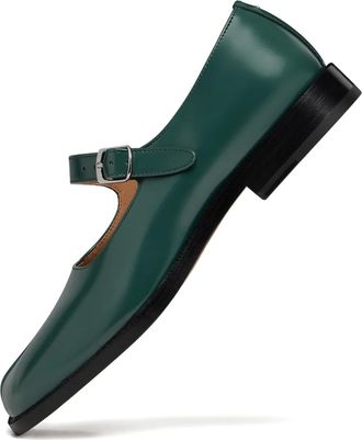 Maison Margiela Mary Janes Tabi in pelle con finitura spazzolata - Verde