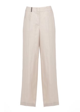 PESERICO Beige Linen Straight-Leg Pants