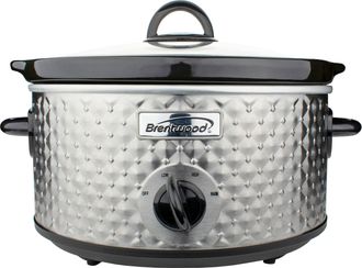 Brentwood 3.5 Quart Diamond Pattern Slow Cooker in Stainless Steel