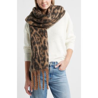 BP. Fringe Blanket Scarf in Leopard at Nordstrom Rack