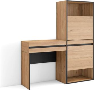 Skraut Home Consola entrada efecto madera roble 130x35x145cm