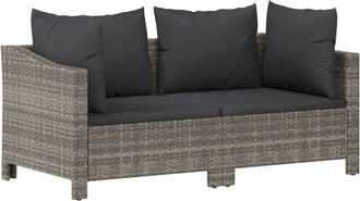 vidaXL Set De Muebles De Jard&iacute;n 2 Pzas Cojines Rat&aacute;n Sint&eacute;tico Gris Vidaxl