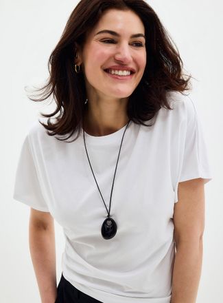 Contemporaine Womens Pleated waist organic cotton T-shirt