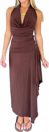 Nia Mar Asymmetric Ruffle Mesh Midi Skirt In Coffee