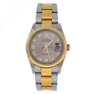 Rolex Oyster Perpetual Datejust Automatic Watch Stainless Steel and Yellow Gold 36 in Metallic Silver at Nordstrom