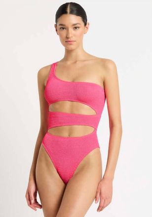 Bond-Eye Rico Cutout One Shoulder One-Piece Swimsuit In Neon Azalea Pink