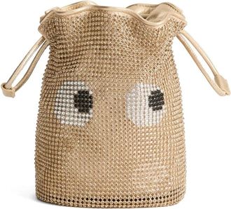 Anya Hindmarch Eyes Whimsical Drawstring Embellished Leather Shoulder Bag