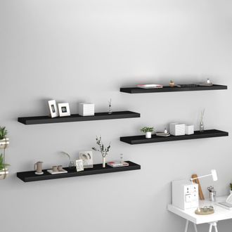 vidaXL Vidaxl - Estantes Flotantes De Pared 4 Uds Mdf Negro 120x23,5x3,8cm
