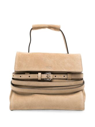 Moschino Structured Suede Handbag with Detachable Shoulder Strap